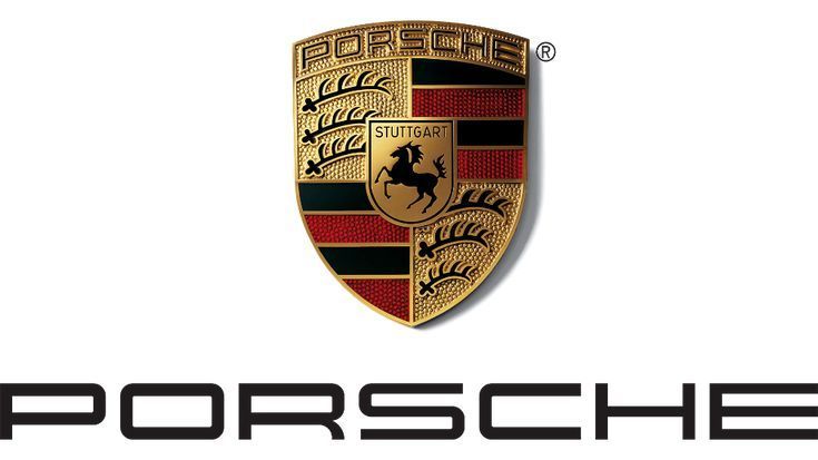 Porsche crest logo above the word “PORSCHE” on a white background