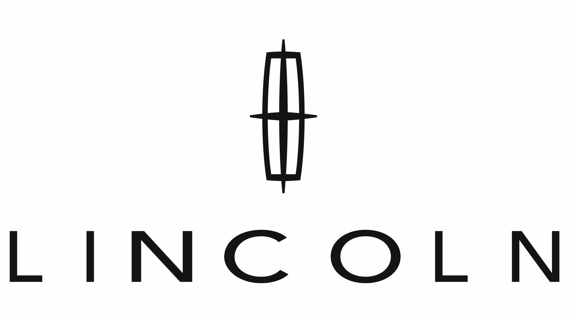 Lincoln logo with a vertical emblem above the word “LINCOLN” in black on a white background