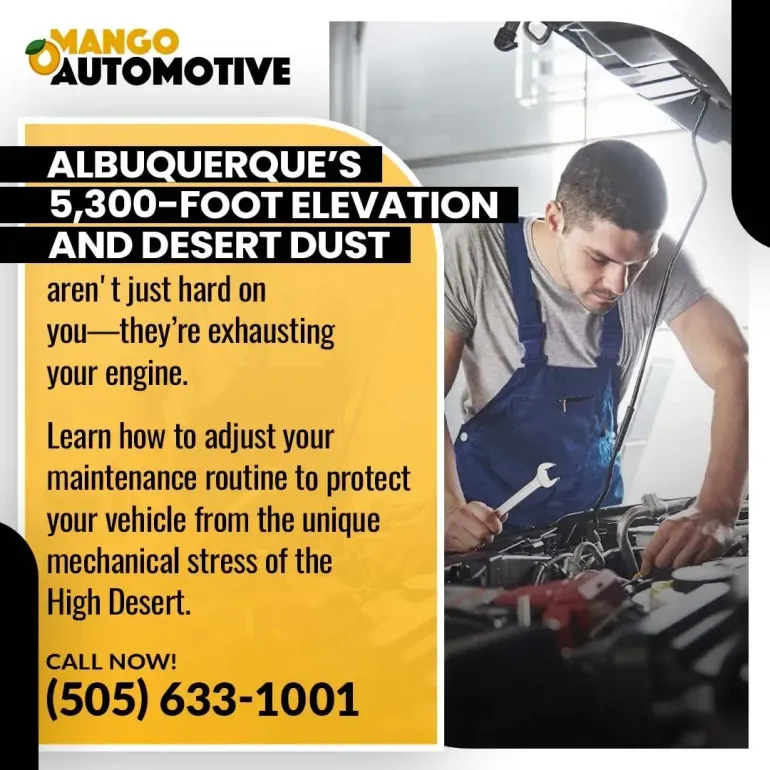 Mango Automotive Cottonwood mechanic working under a car, Eagle Ranch Rd NW Albuquerque