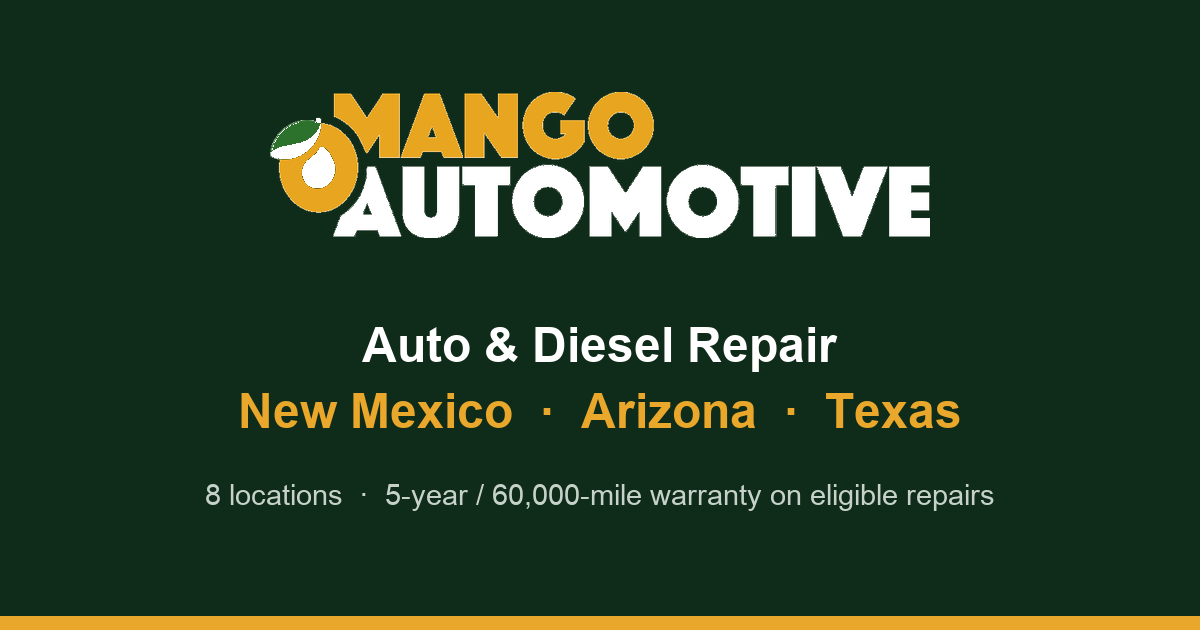Mango Automotive logo: auto and diesel repair in New Mexico, Arizona and Texas