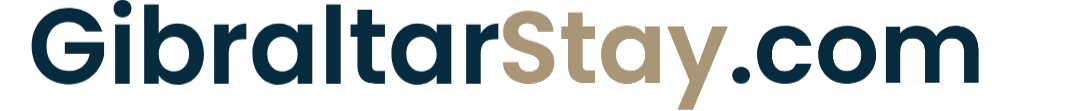 GibraltarStay.com logo in blue and gold text on a white background