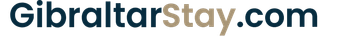 GibraltarStay.com logo in blue and gold text on a white background