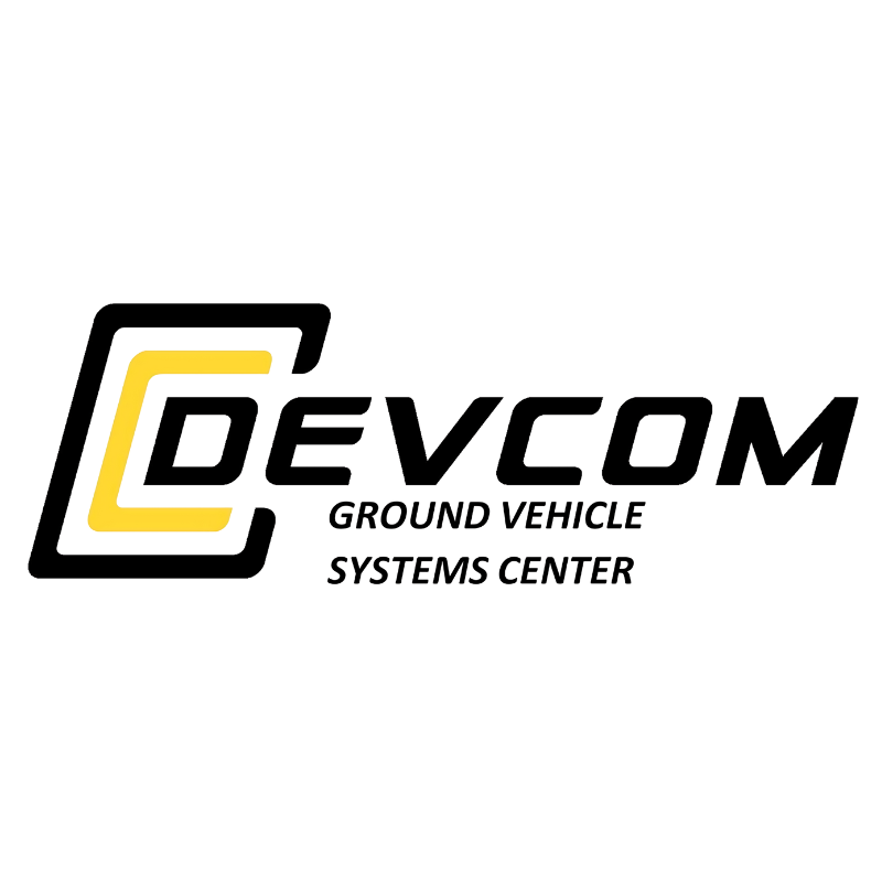 The devcom ground vehicle systems center logo is black and yellow on a white background.