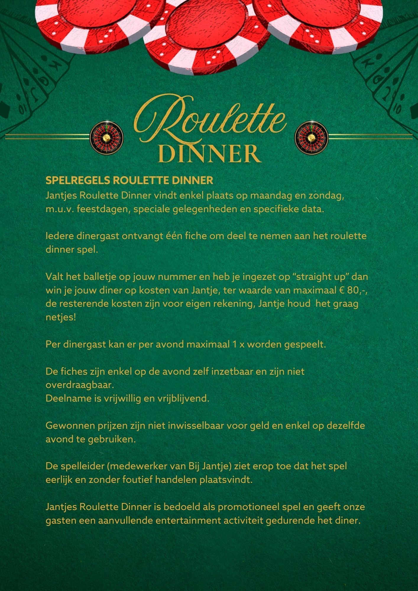 Groene poster met casinothema, getiteld