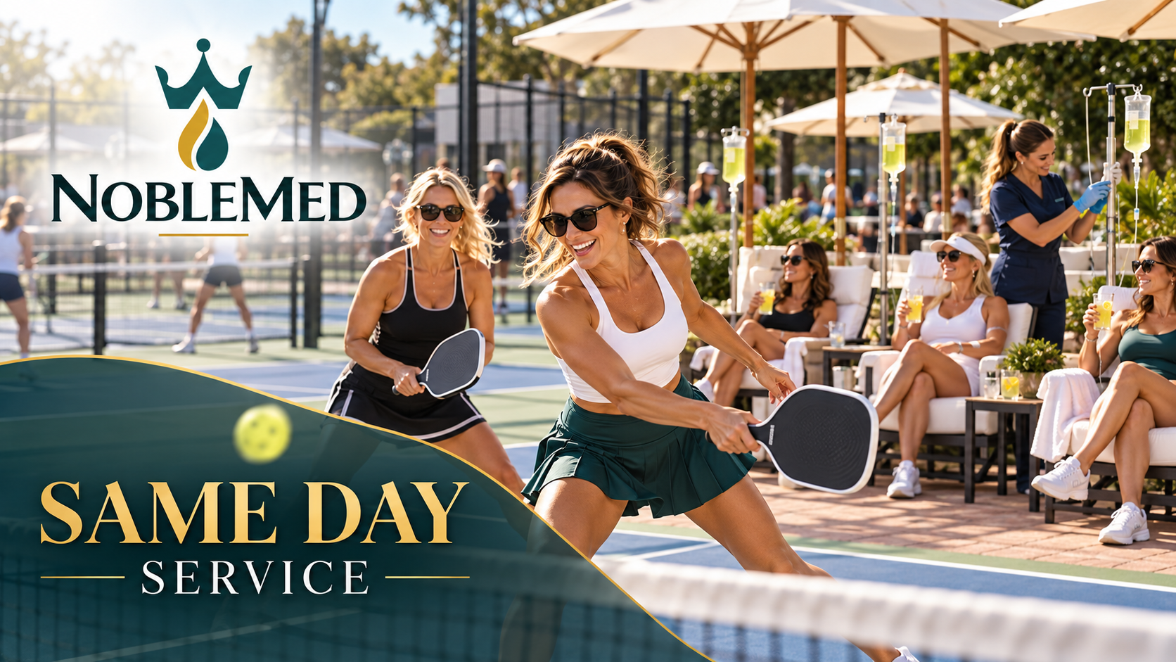 NobleMed nurse giving IV therapy at a pickelball court in South Tampa