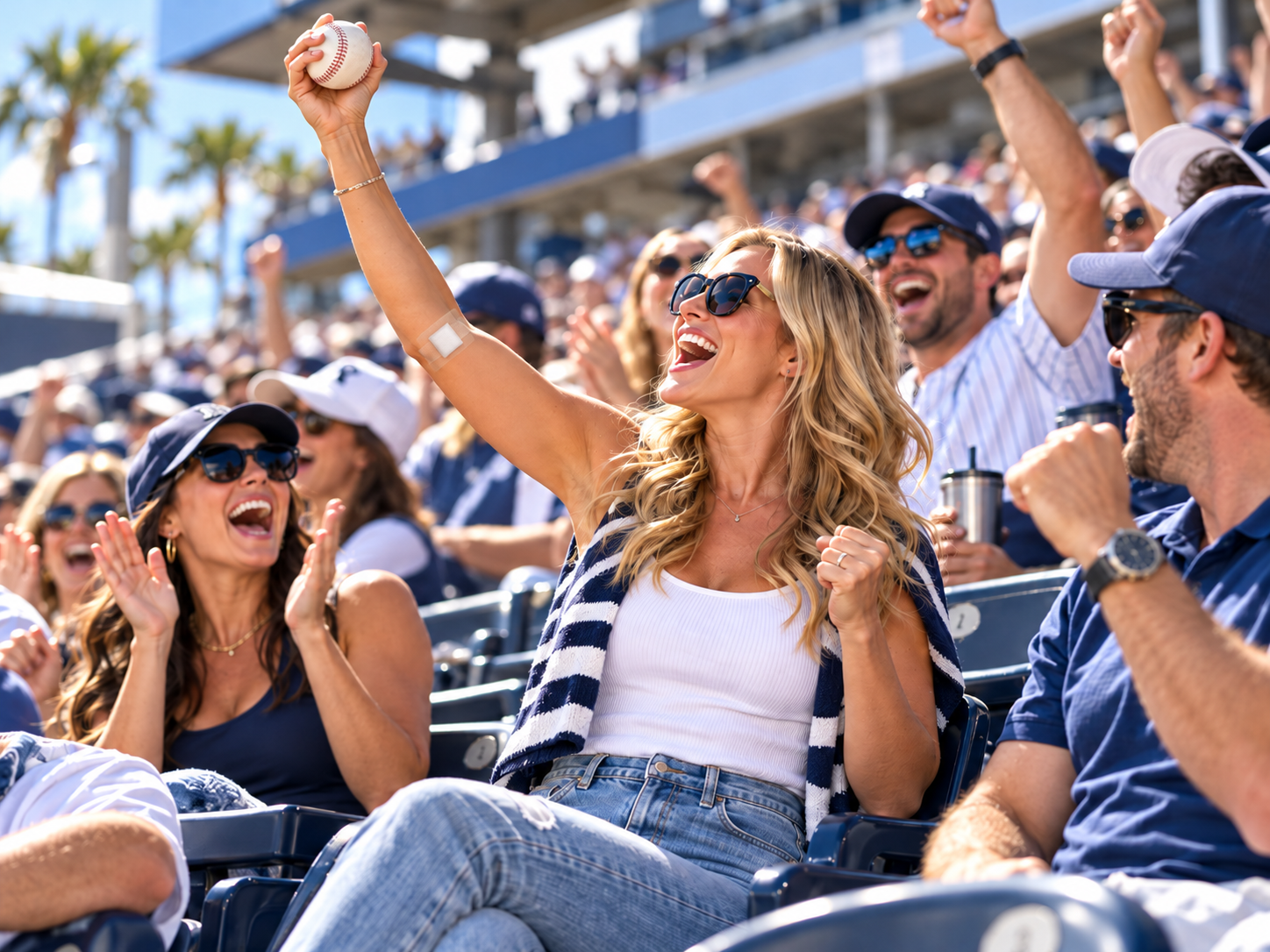 NobleMed IV client catching a home run ball Tampa Bay Rays game in Saint Petersburg, Florida.