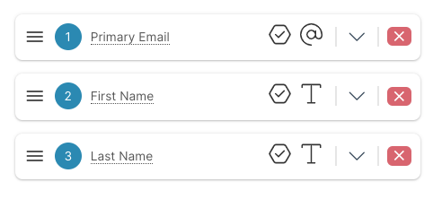 A screenshot of a primary email , first name , and last name.