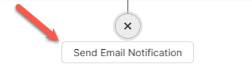 A send email notification button with a red arrow pointing to it