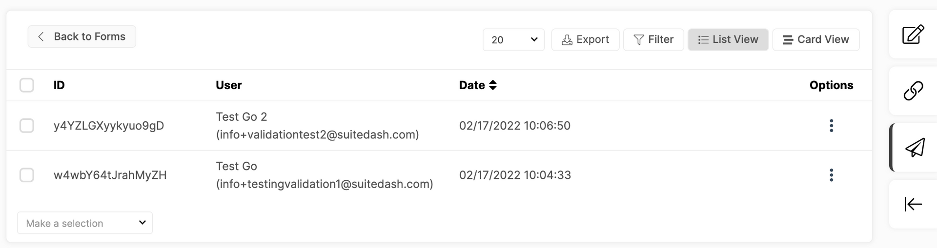 A screenshot of a web page showing a list of items.