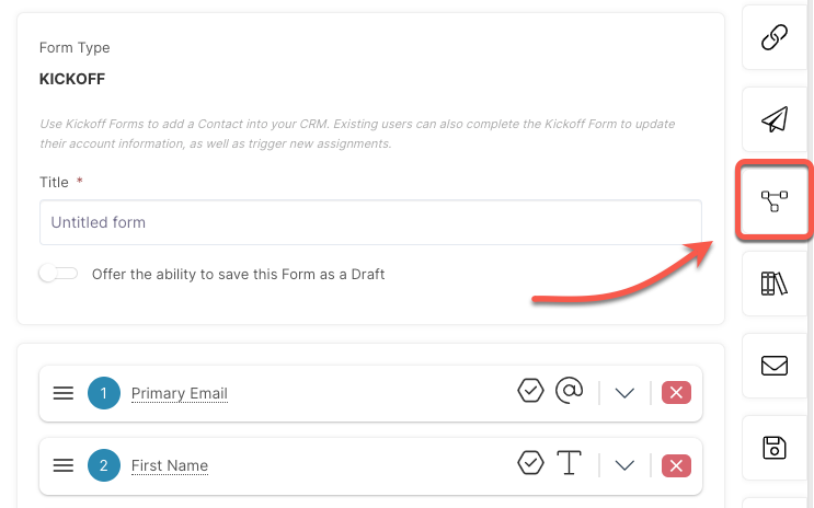 A screenshot of a form with a red arrow pointing to a button.