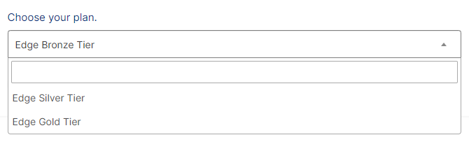 A screenshot of a choose your plan page on a website.