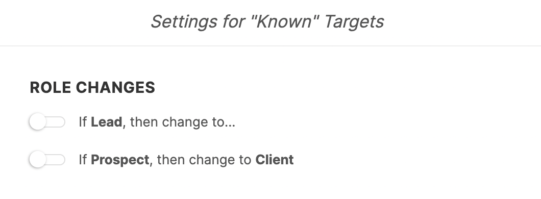 A screenshot of the settings for known targets page