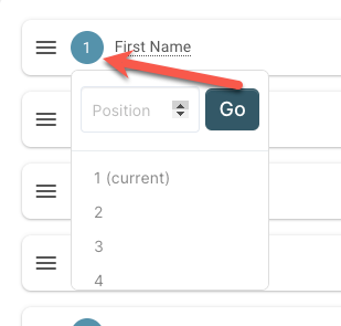 A screenshot of a website showing the first name and position
