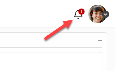 A red arrow is pointing to a bell and a woman 's face.
