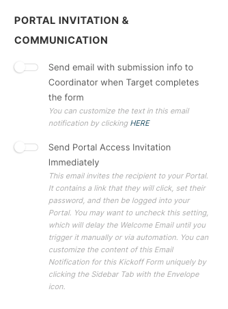 A screenshot of a portal invitation and communication page.