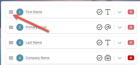 A screenshot of a web page with a red arrow pointing to the first name.
