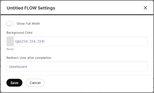 A screenshot of the untitled flow settings window.