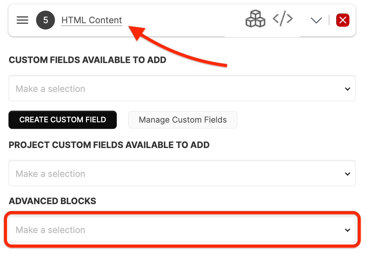 A screenshot of the custom fields available to add page.