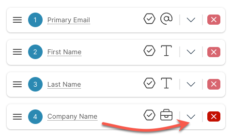 A screenshot of a primary email , first name , last name , and company name.