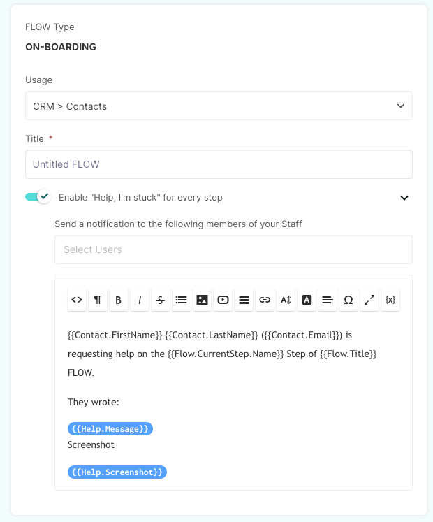 A screenshot of a flow type on boarding page.