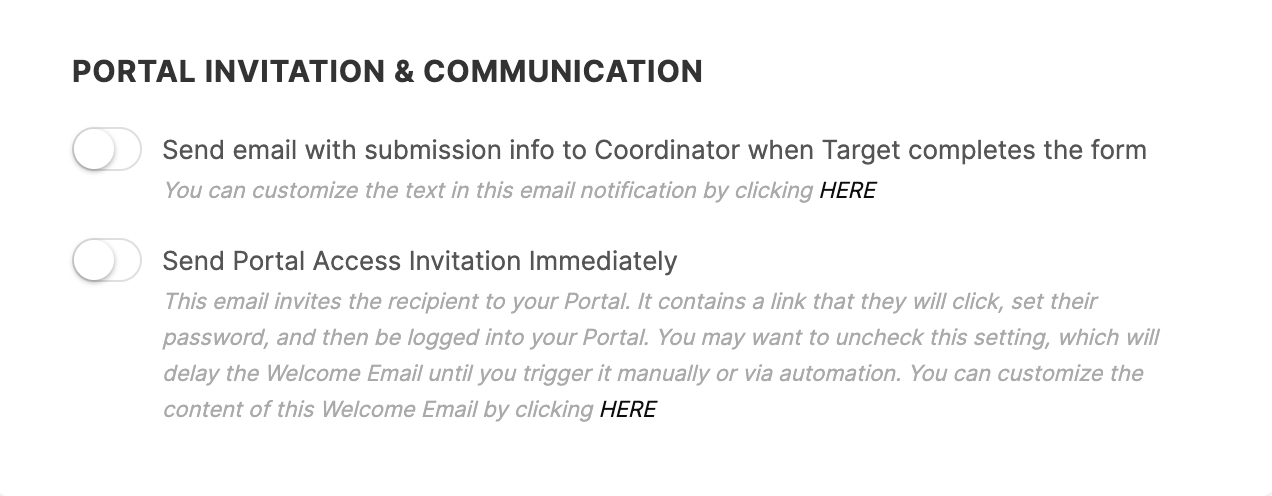 A screenshot of a portal invitation and communication page.