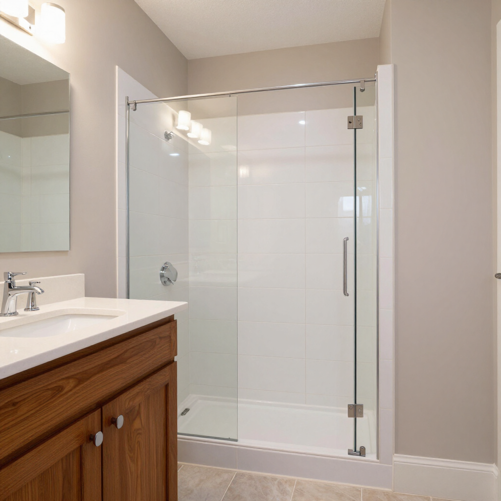 Updated bathroom with tiled shower and modern vanity