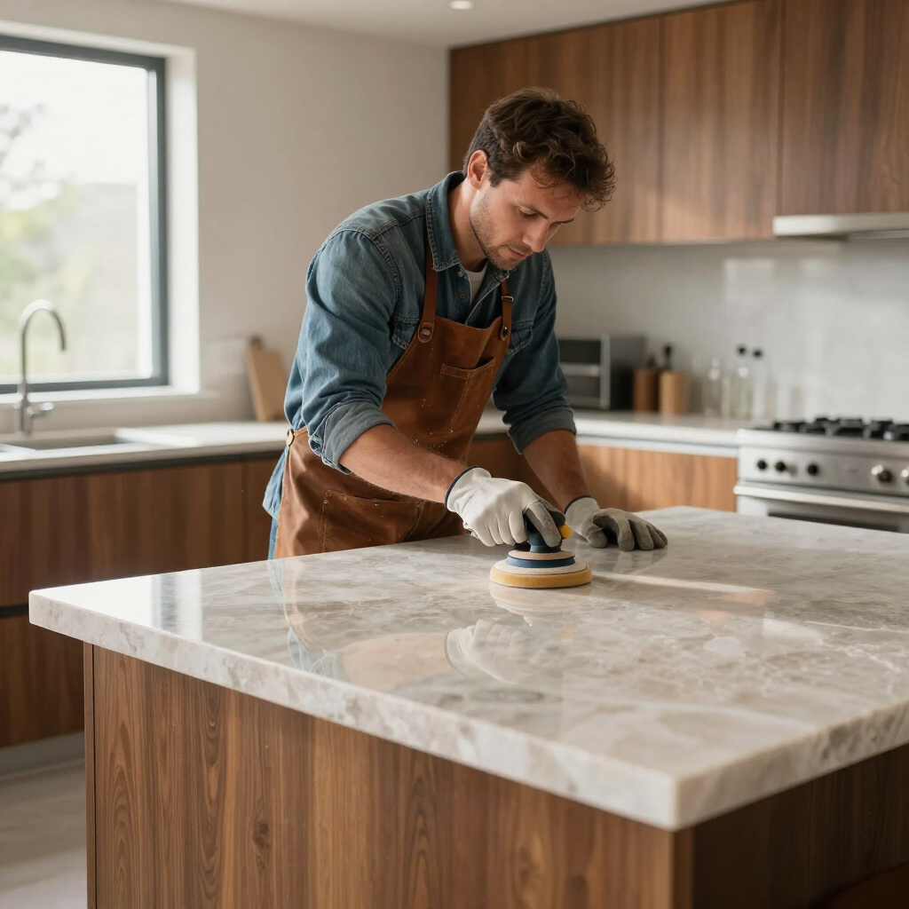 Countertop upgrade with quartz slab