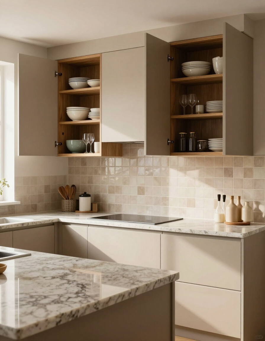 Kitchen cabinet and countertop design detail