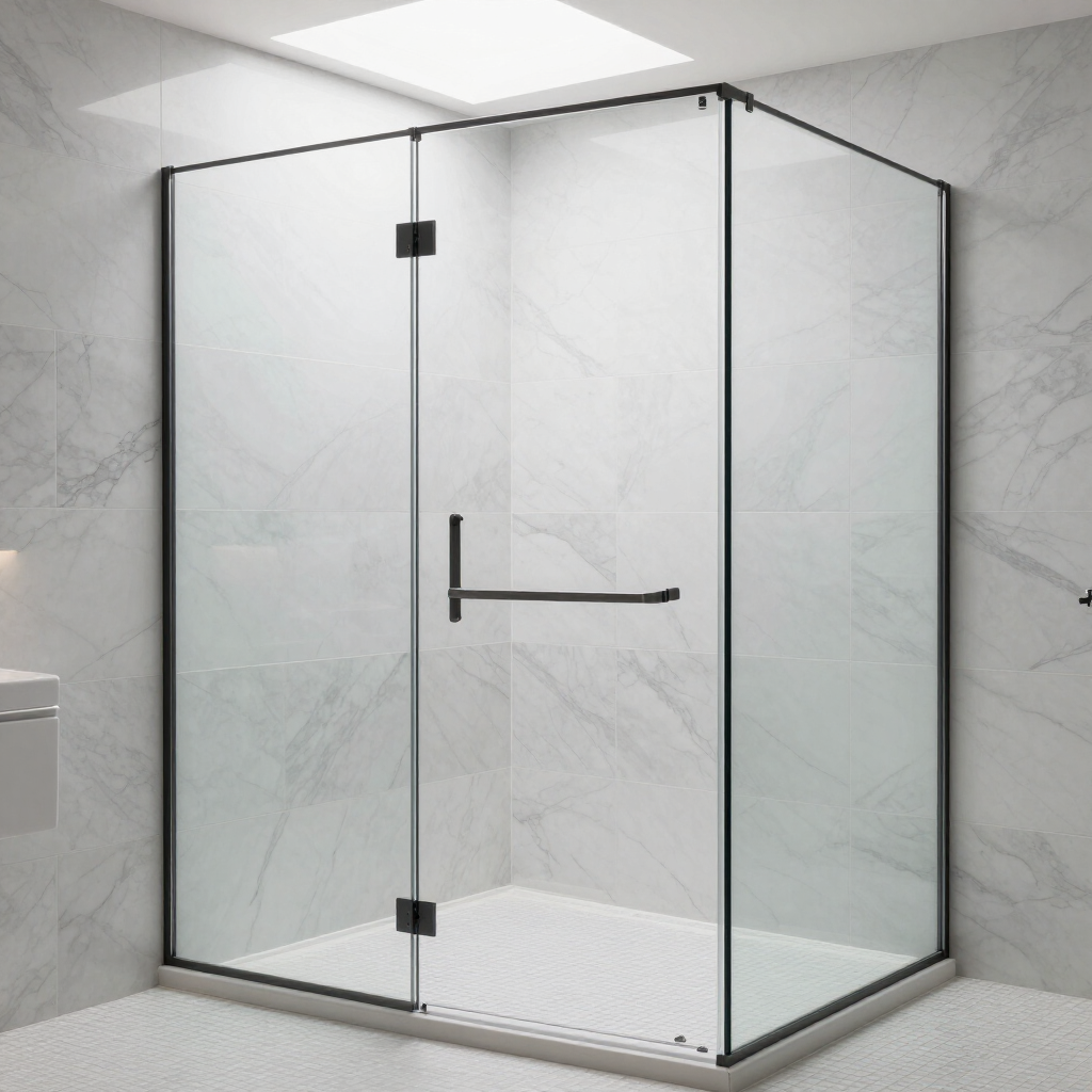 Frameless glass walk-in shower enclosure