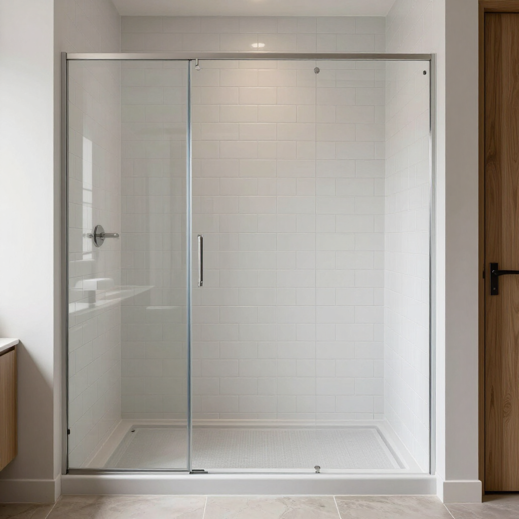 Open-entry doorless walk-in shower