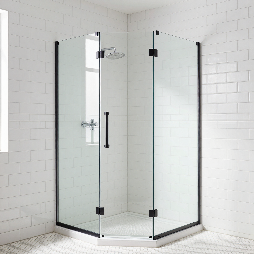 Corner shower with two glass panels