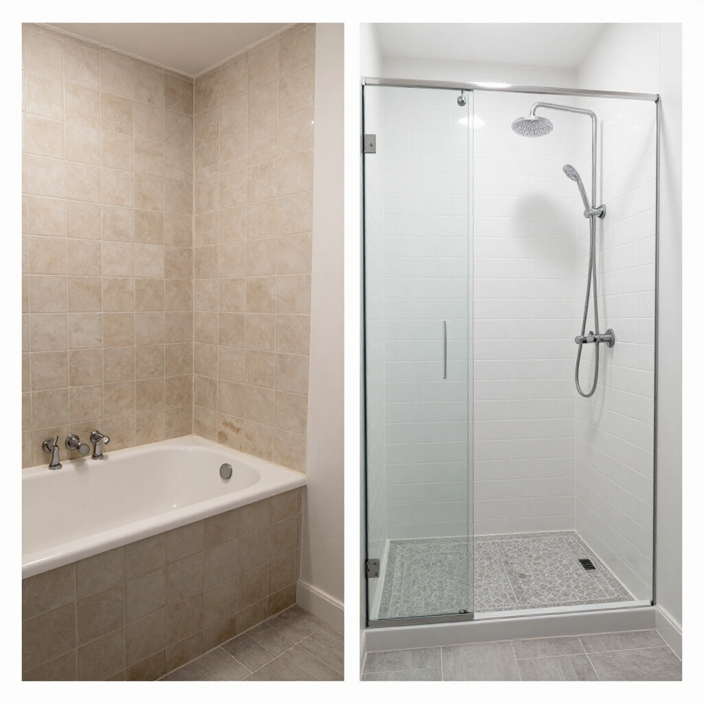 Tub-to-shower conversion result