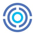 A blue and white target with a blue circle in the middle.