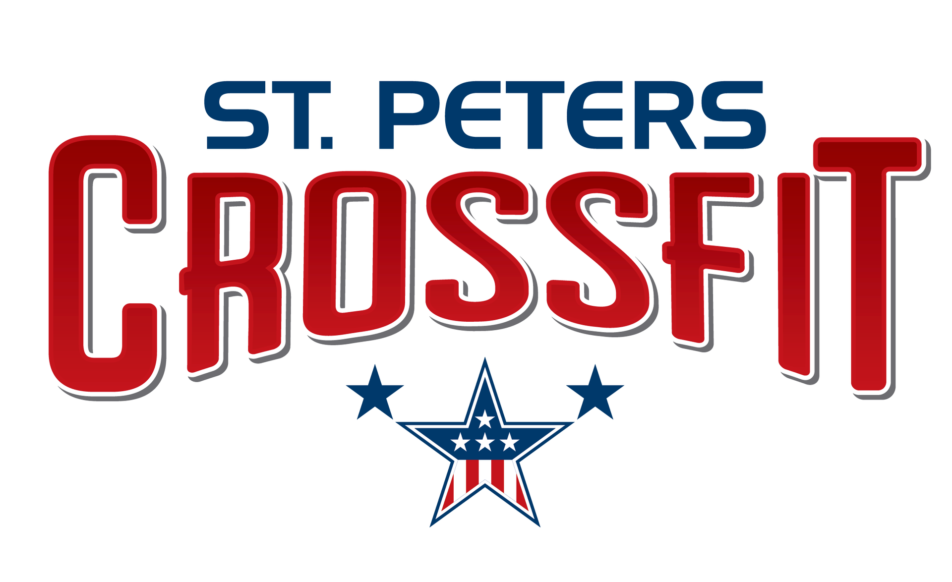 St. Peter's CrossFit logo with red and white text and a blue star in the center.