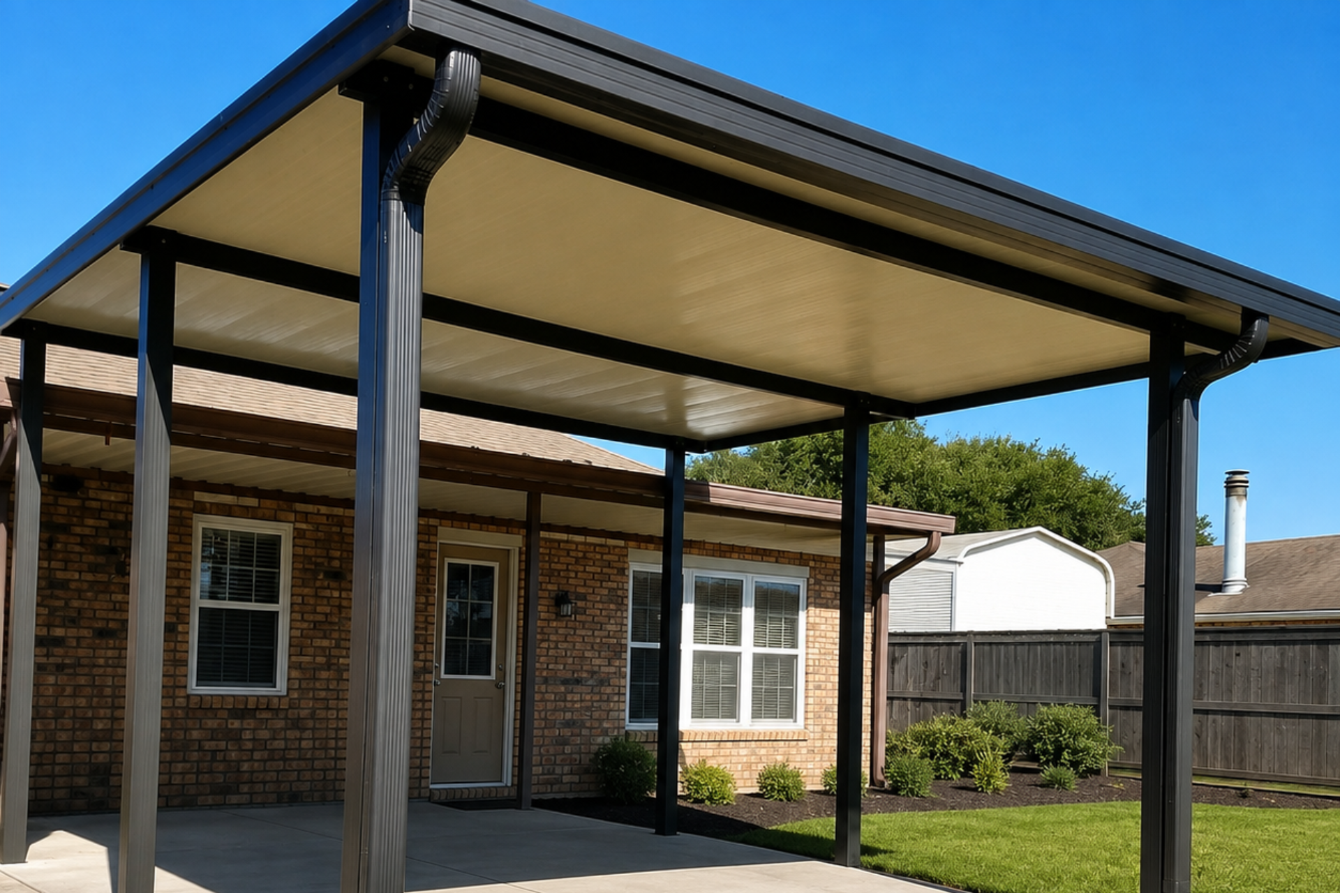 Patio cover builder-outdoor - brown and black trim