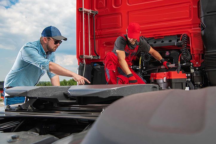 Trucker Showing Mechanic a Problem with His Truck