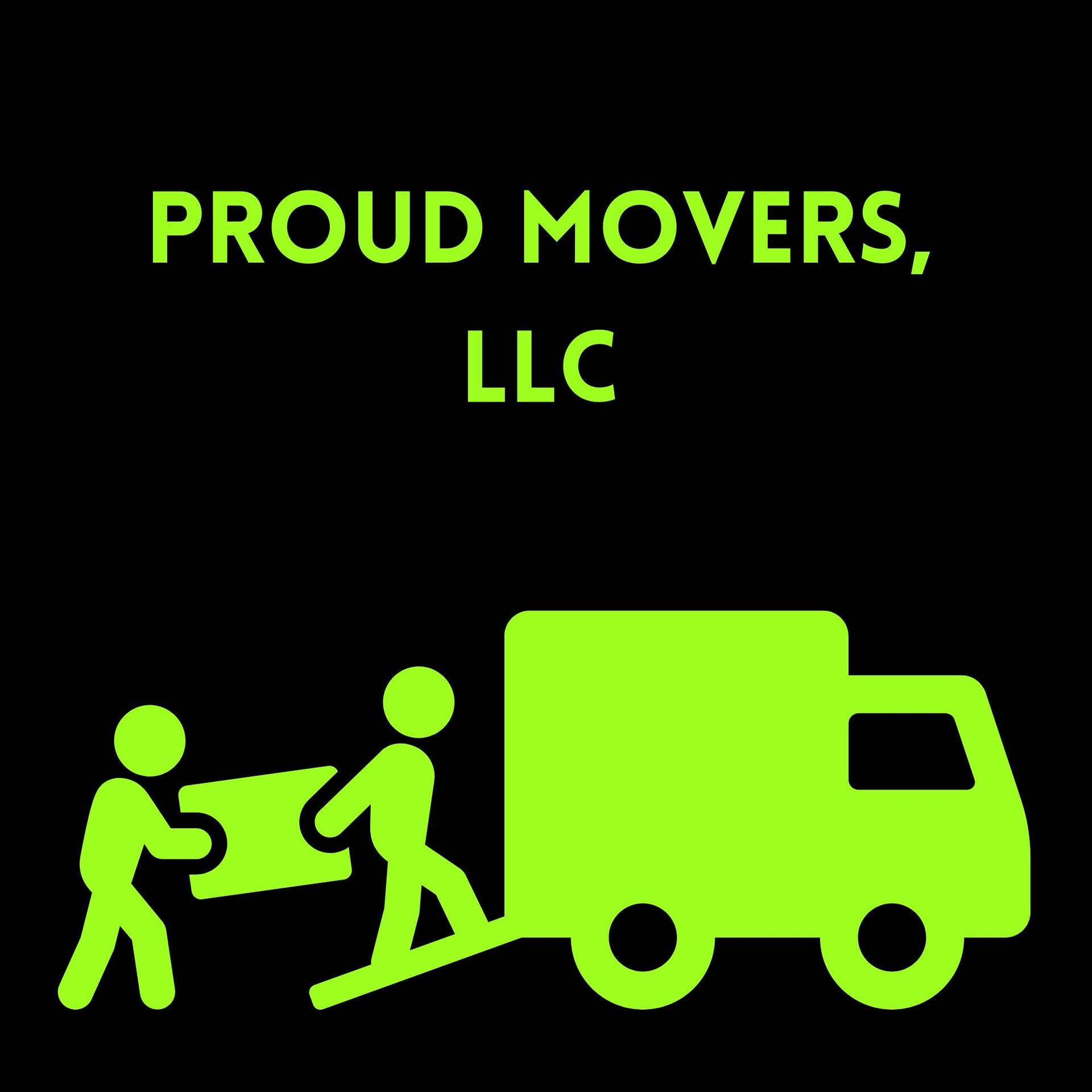 Proud Movers LLC Logo for Proud Movers LLC featuring the white letters "PM" above the company name in a serif font on a dark background.