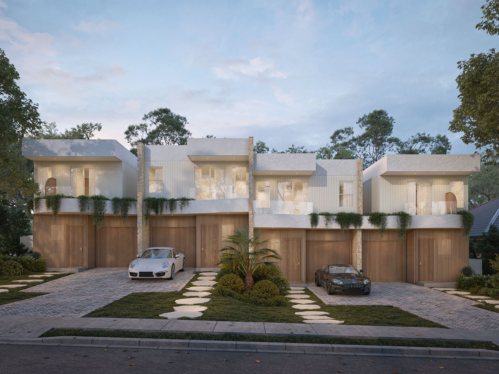 Modern Townhouses With Light Concrete Facades — Gracia Building Design In Kiama, NSW