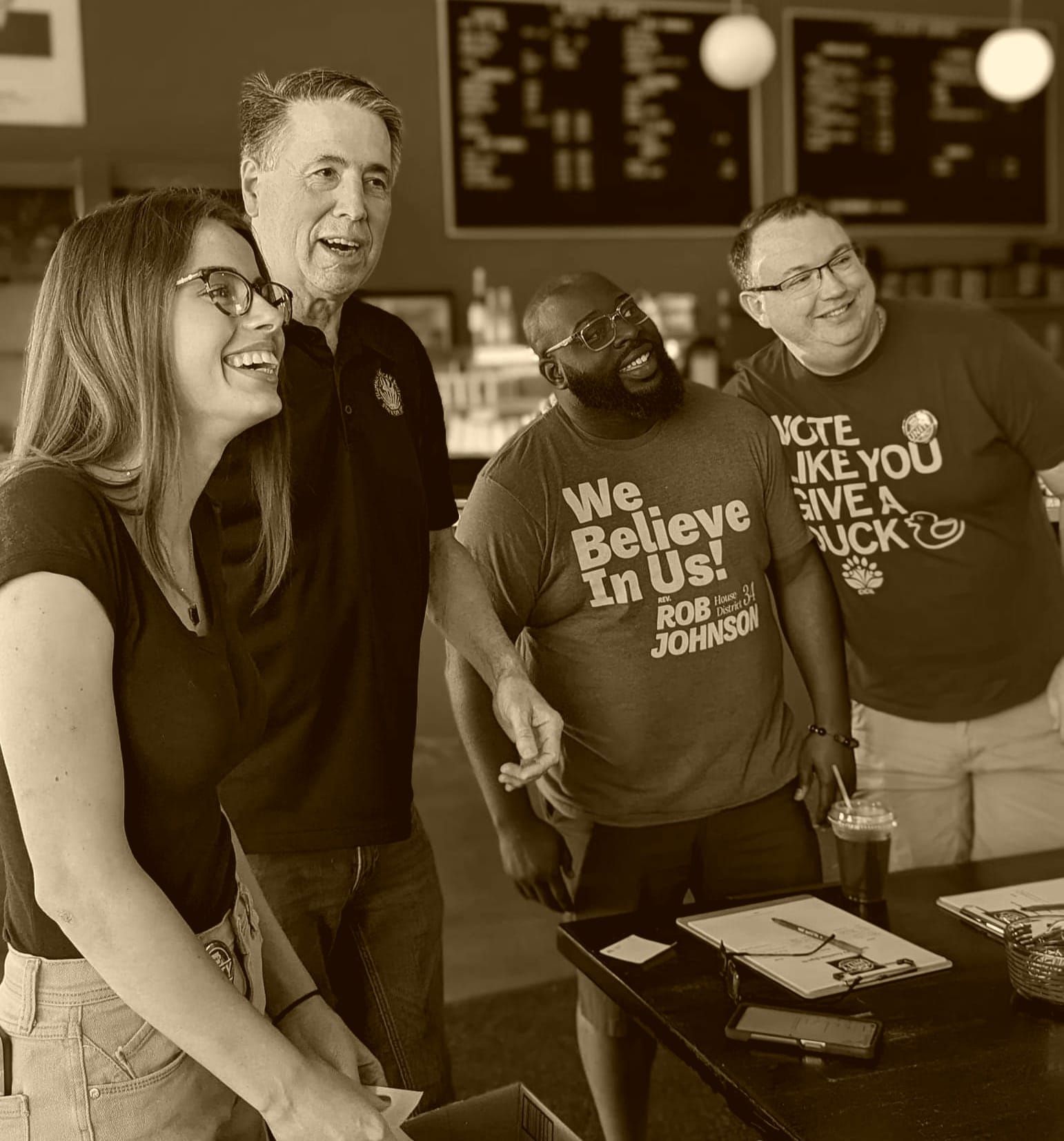 Individuals at a canvassing event