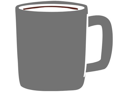 A gray mug with a handle and a cup of coffee in it.