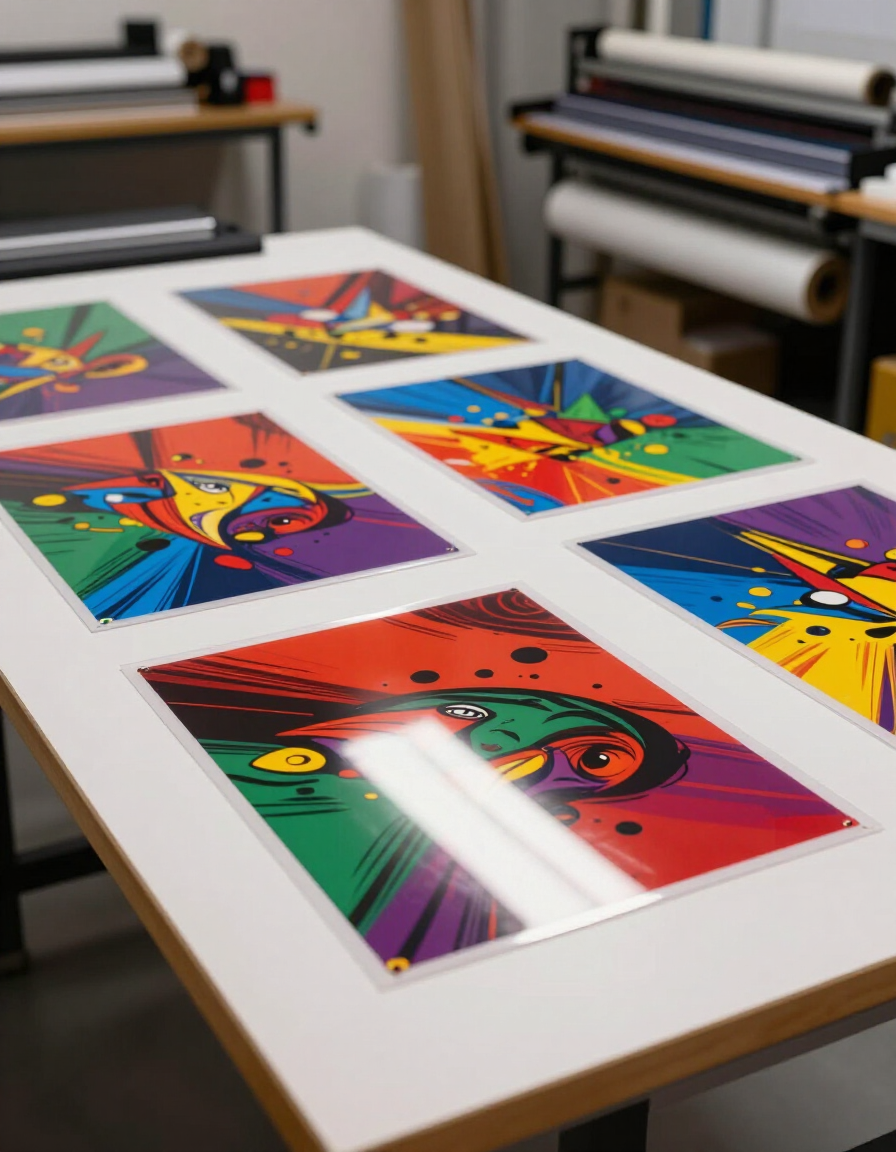 DTF transfer sheets with vivid full-color graphics in New Leaf Graphics production facility