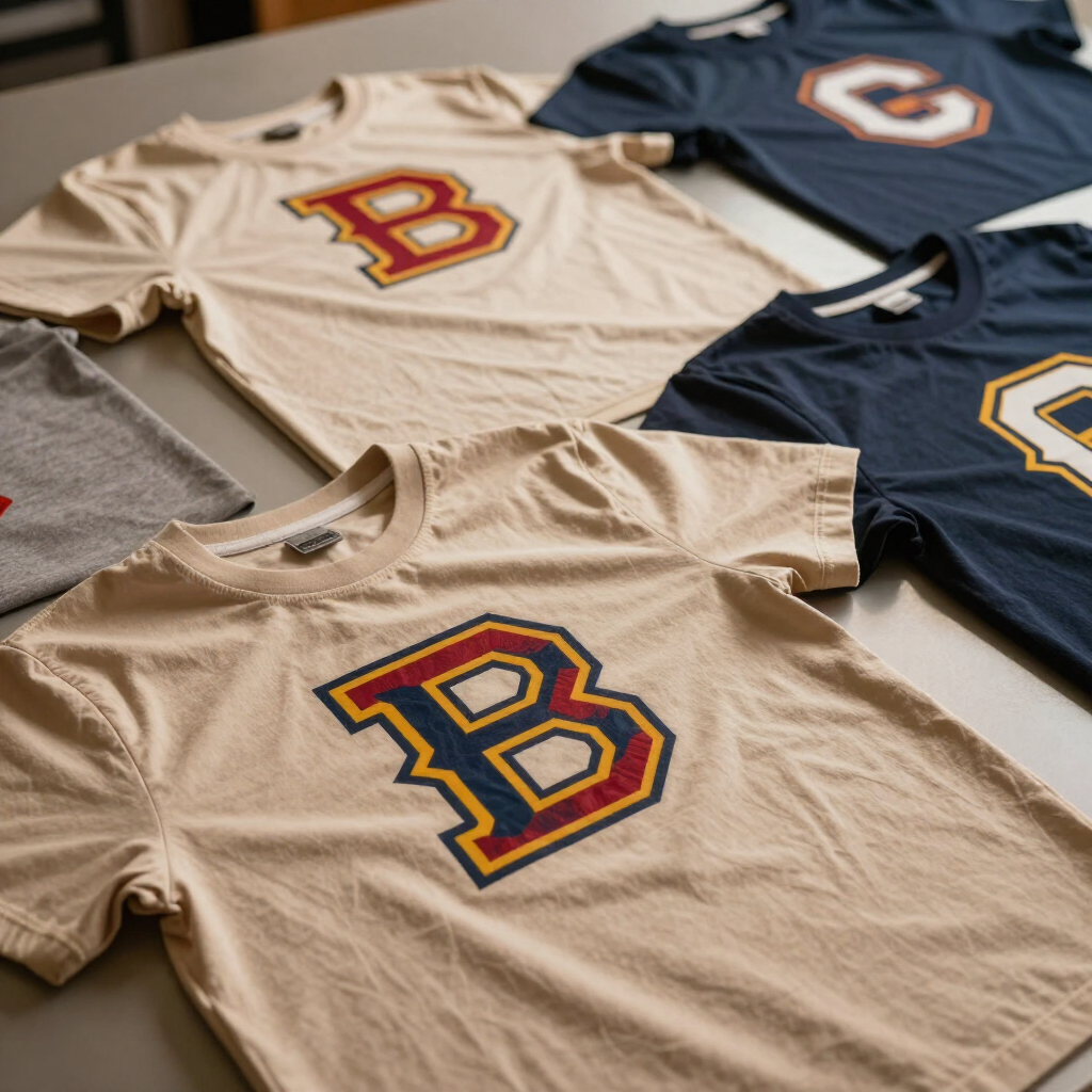 Screen-printed team shirts showing crisp multi-color logo detail, custom apparel Greensboro NC