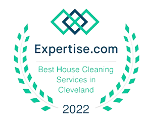 Expertise.com award: Best House Cleaning Services in Cleveland, 2022, displayed within a teal laurel wreath.