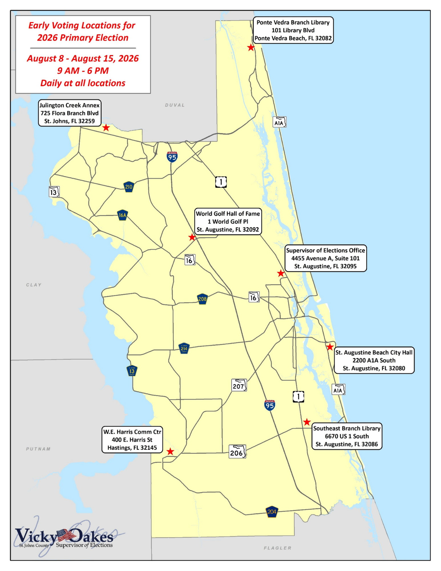 Early voting map for 2026 Primary Election