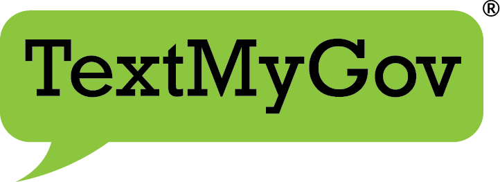 A green speech bubble that says textmygov on it
