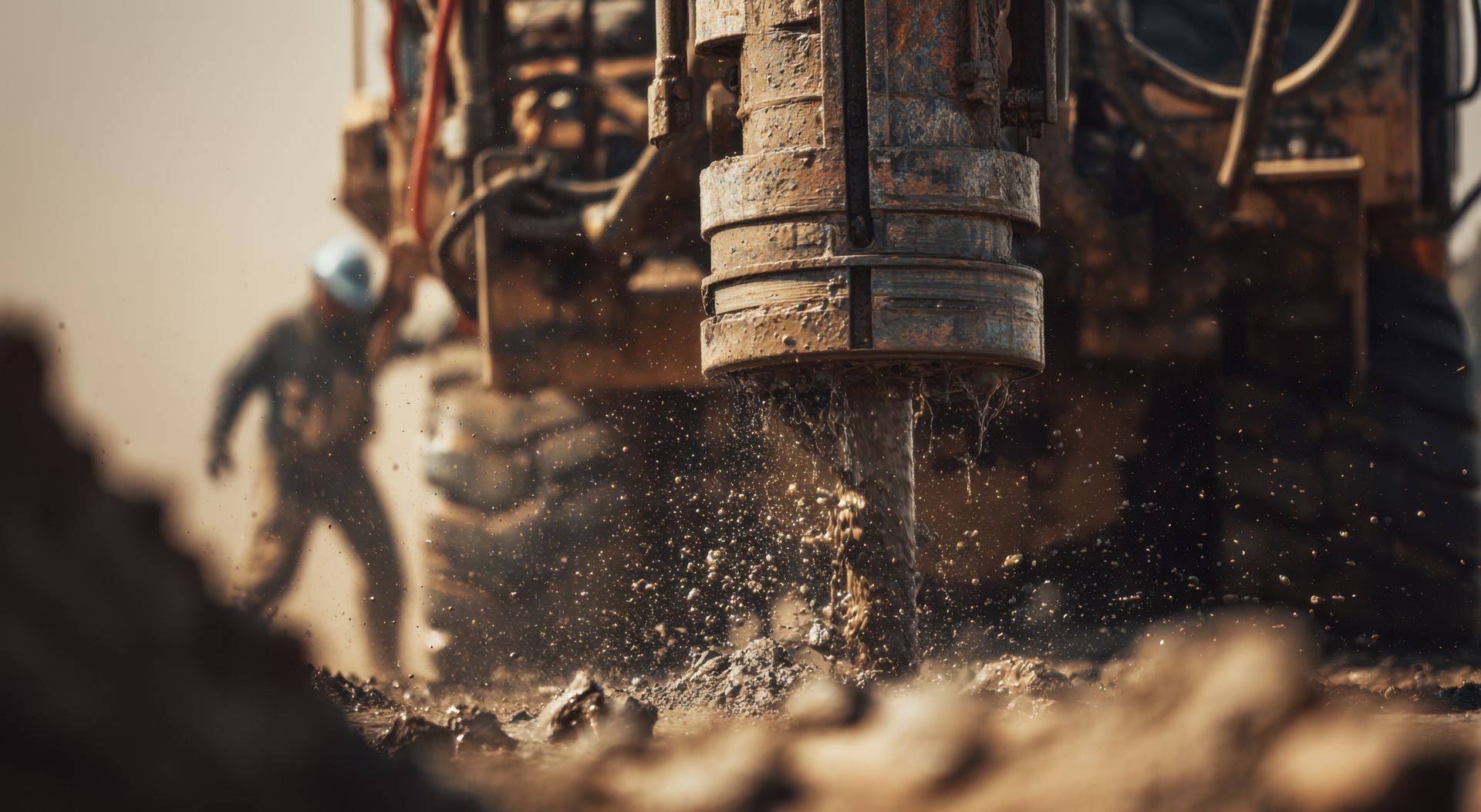 Heavy-duty drilling rig in action during a professional water well repair and maintenance project.