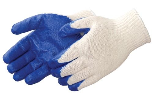 Guante de algodón con PVC Azul con Blanco
