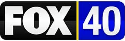The logo for fox 40 is black and blue