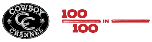 A logo for cowboy channel 100 in 100