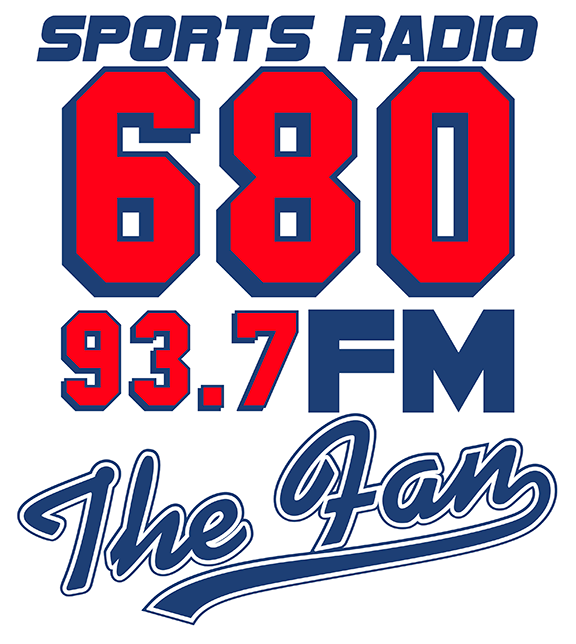 A logo for sports radio 680 93.7 fm the fan